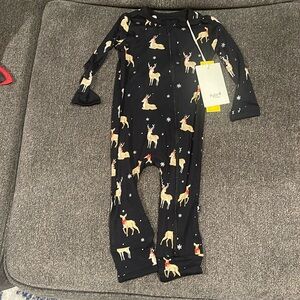 Midnight Reindeer Kyte Baby Zip Romper